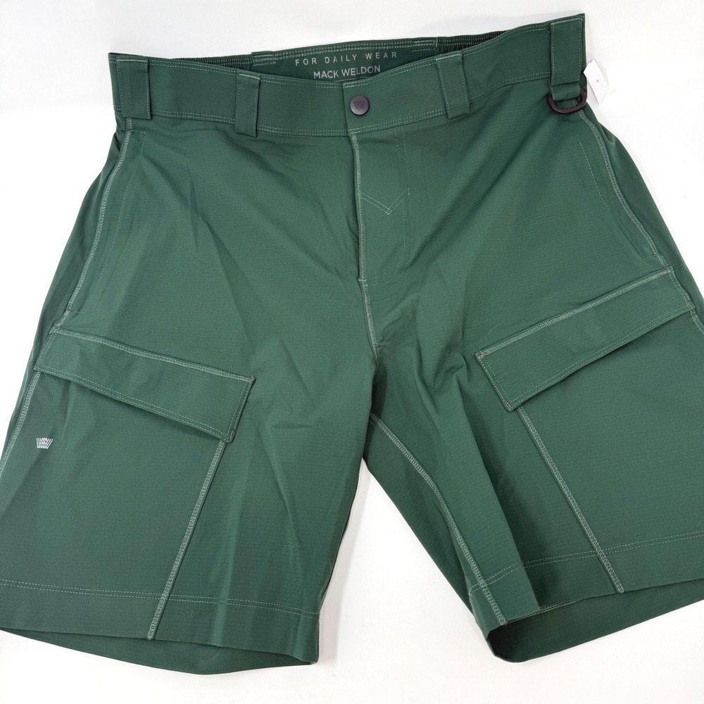 Mack Weldon Aquaterra Cargo Shorts Mens Medium Sycamore Green‎ Technical NEW